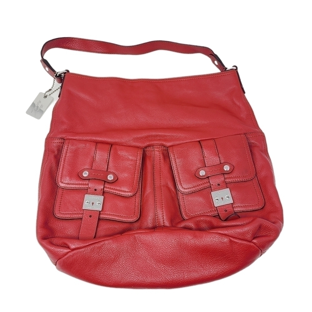 Polo Ralph Lauren | Women's Red Front Fold-Over Leather Hobo Bag (One Size)
